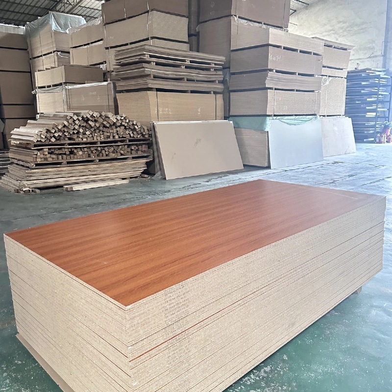 Solid Wood Particle Board Walnut Veneer Paint-Free Board Wood Grain 15mm E1 Grade Partition Melamine Particle Board