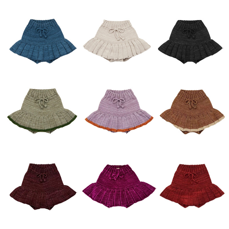Классические трикотажные юбки для девочек, толстые плиссированные юбки для осени и зимы