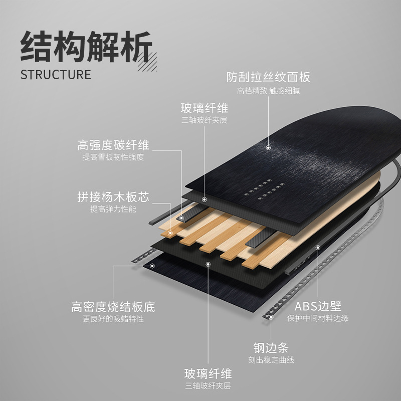 Youze Snowboard Sintering Board Bottom Carbon Fiber Reinforced Snowboard Snowboard for Adult All-round Flat Flower Park Ski Carving
