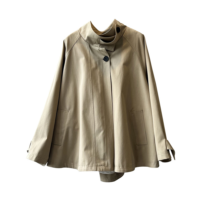 Yan Shuang Korean Style Windbreaker Outwear for Women Autum New British Niche Loose Mid-Length Cape Outwear 3165