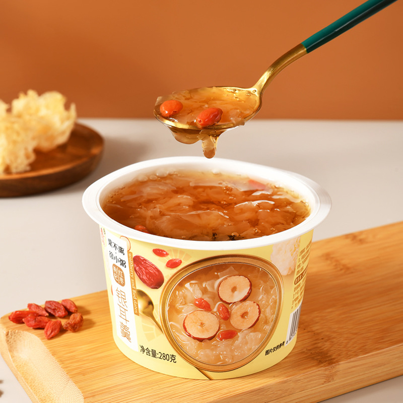 Guofuli Xu Small Porridge Ready-To-Eat Bird's Nest Porridge Tangerine Peel Lotus Seed Red Bean Mung Bean Paste Wolfberry Red Dates and White Fungus Soup 280g