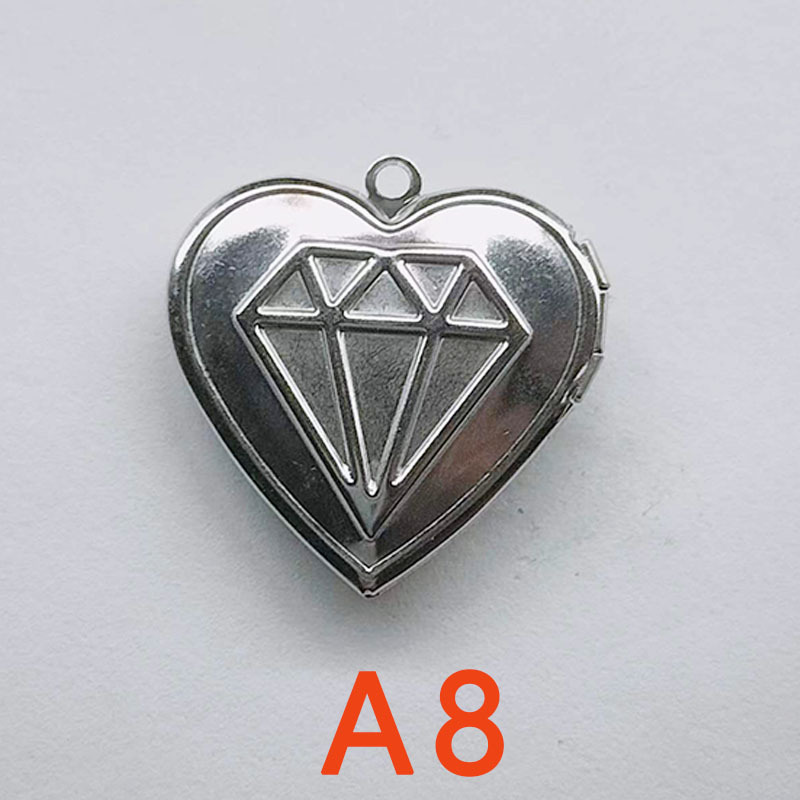 Factory direct stainless steel phase box pendant foreign trade hot smooth phase box Square round heart-shaped jewelry accessories