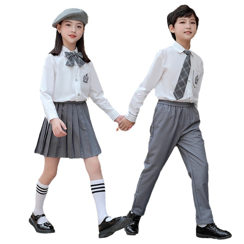 Primary School Uniforms, Spring & Fall Kindergarten Uniforms, Kidsren's Class Uniforms, Performance British Preppy Style Shirts for Boys and Girls