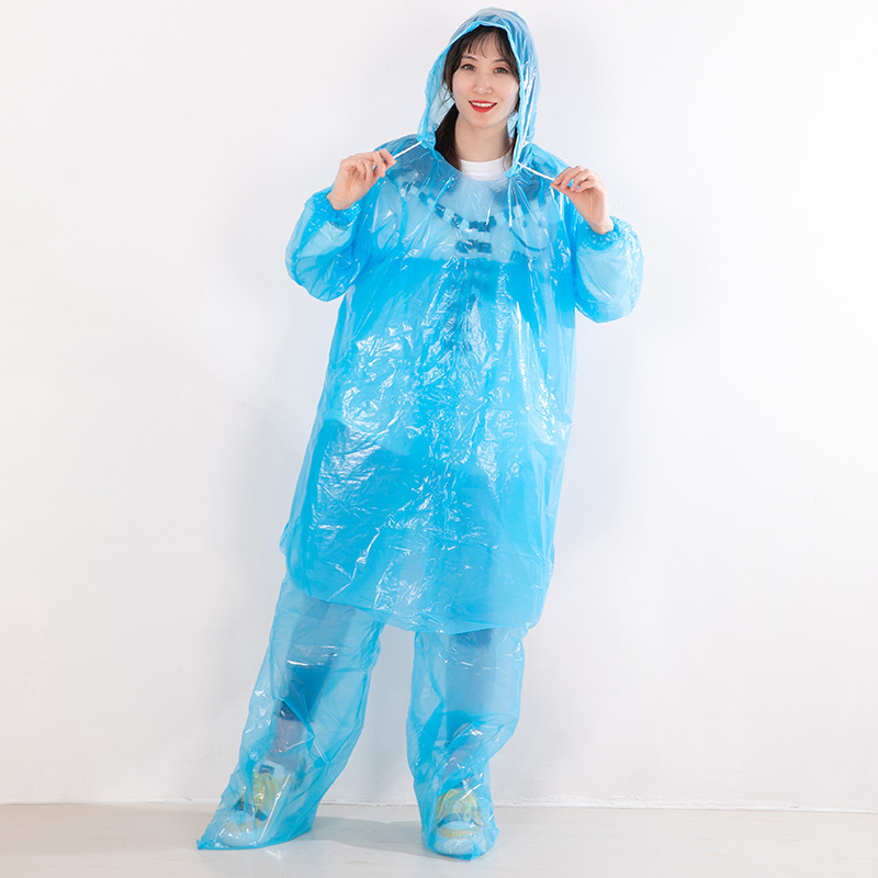 Disposable Raincoat Rain Pants Split suit Thickened Long Full-body Anti-rainstorm Transparent plus size Poncho for Adults and Children