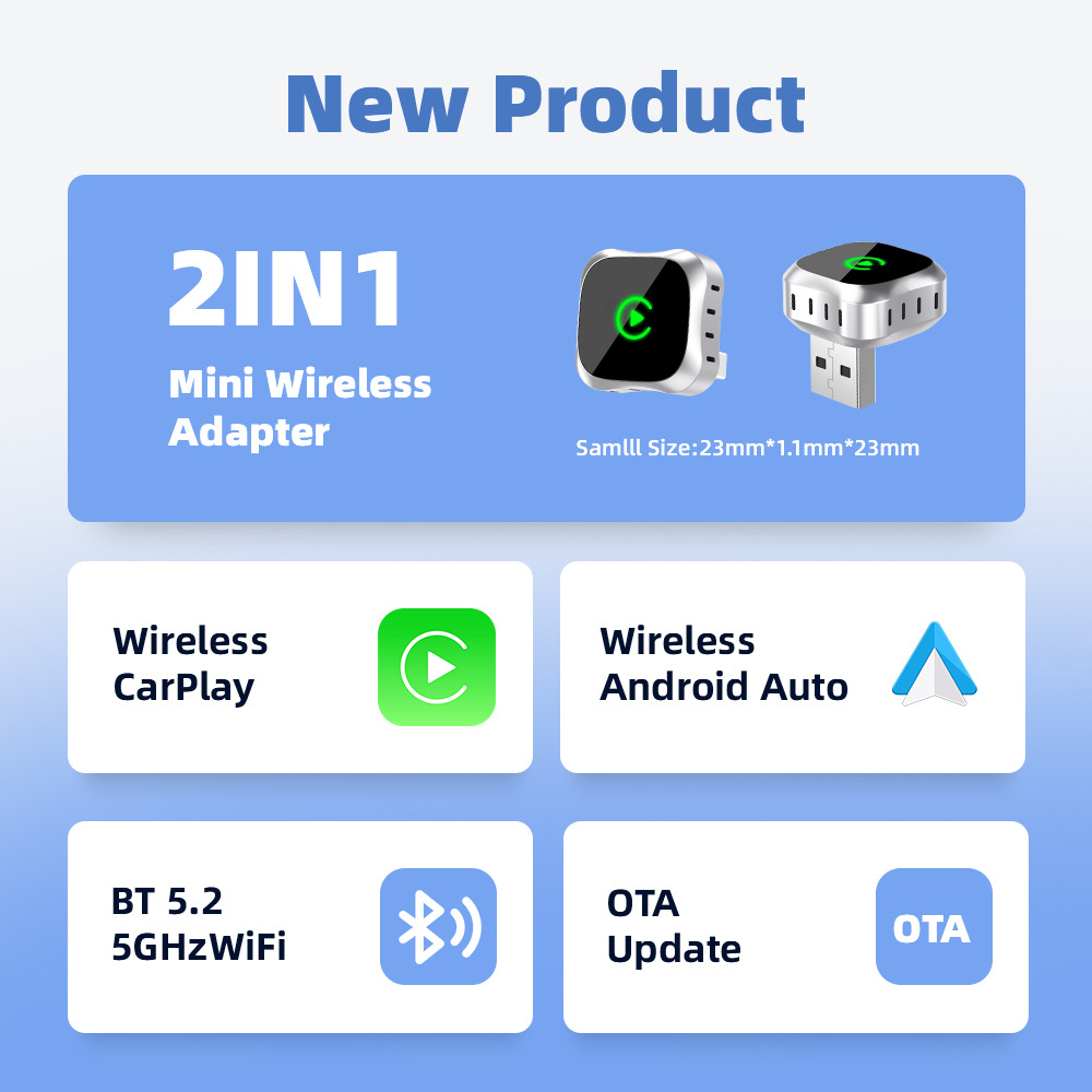 New Wireless Carplay Box Android Auto Two-In-One Wired to Wireless Adapter Car Interconnection