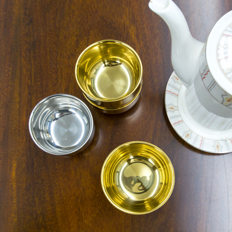 Маленькая чаша из нержавеющей стали, двойная стенка, 0.1 кг, антискользящая