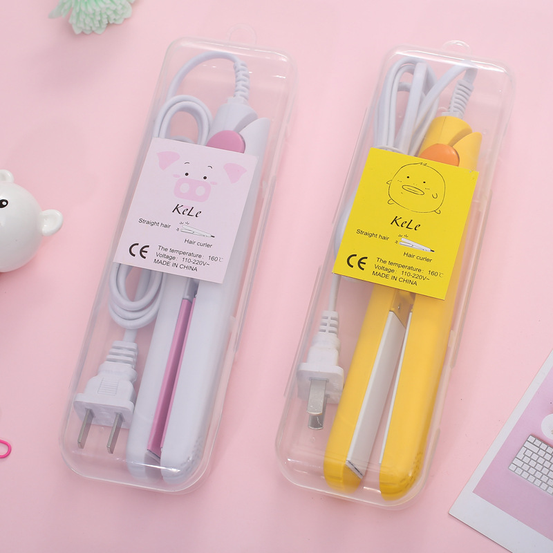 Hair Straightener Cartoon Mini Straight Hairpin Curling Straight Dual-purpose Curling Rod Automatic Curling Hair Straightener Straight Clip Cross Border