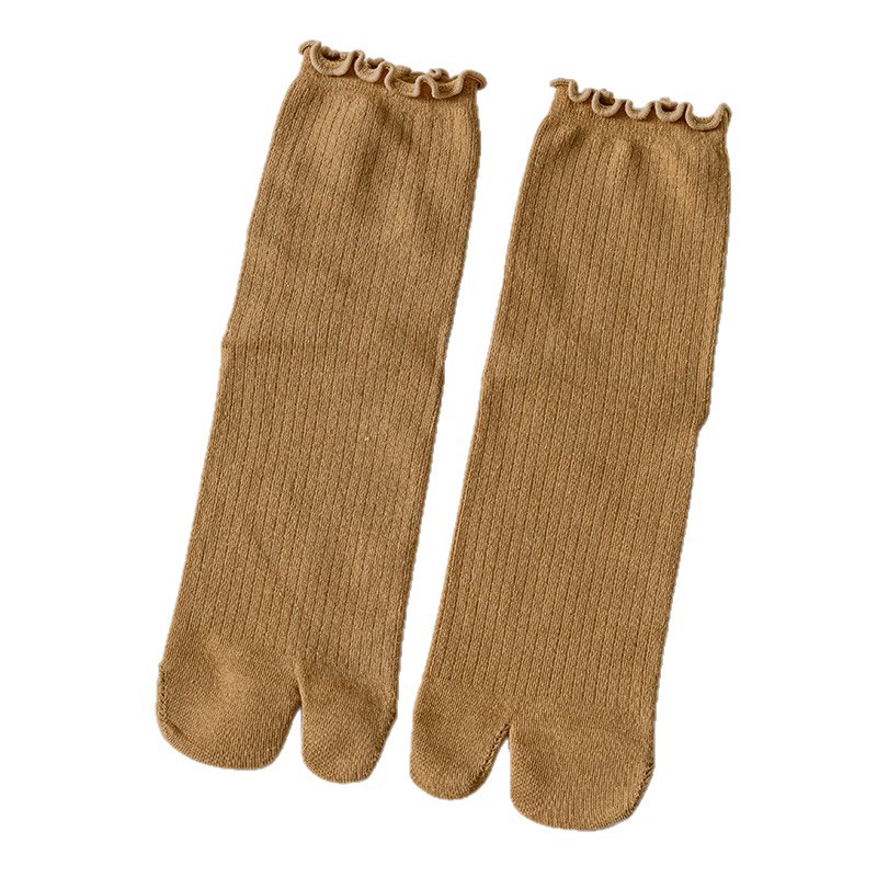 Lace Two-Toe Socks, Two-Finger Socks, Toe Socks, Split-Toe Cotton Socks, Mid-Tube Japanese Style Two-Finger Spring and Autumn Long Flip-Flops for All Seasons