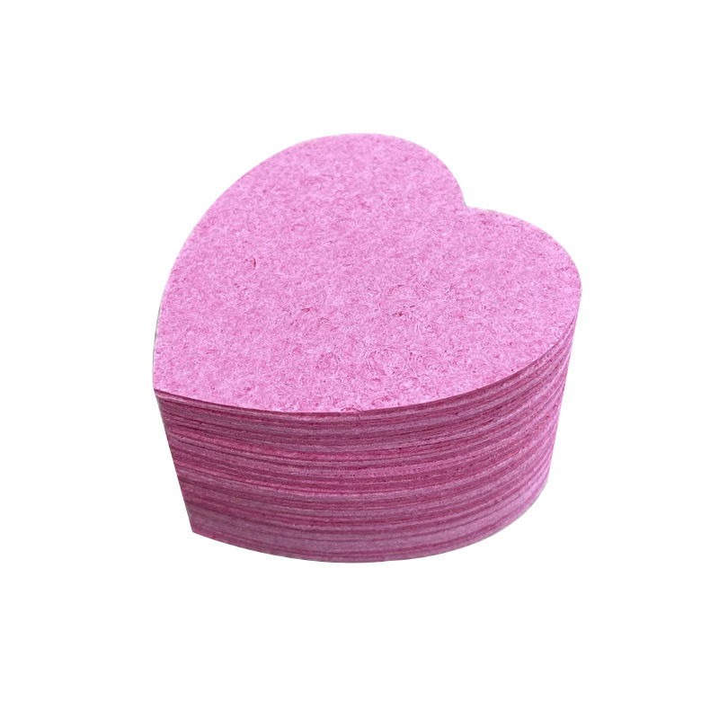 Cross-Border Pink Wood Pulp Cotton Face Wash Puff Makeup Remover Cleansing Powder Puff Heart Shape Soaked in Water to Become Larger Compressed Wood Pulp Ready Stock