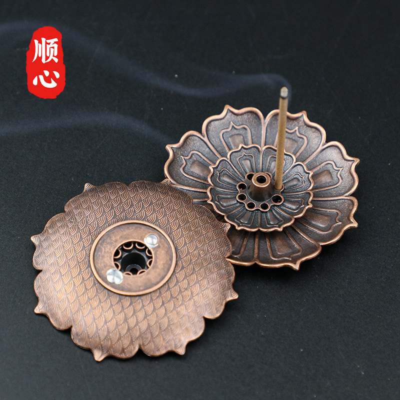 Shunxin Sanbao lotus incense plate incense incense holder household metal sandalwood line incense insert ornaments aromatherapy stove manufacturers wholesale