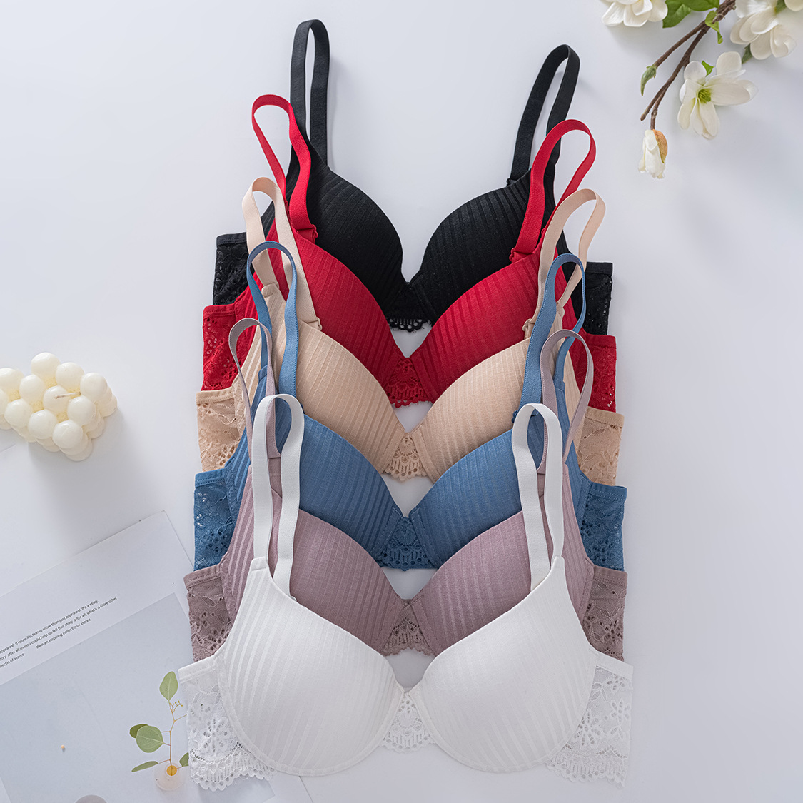 Новый кросс-бодерный бюстгальтер с французским кружевом, тонкий стальной кольцо, собранное нижнее белье