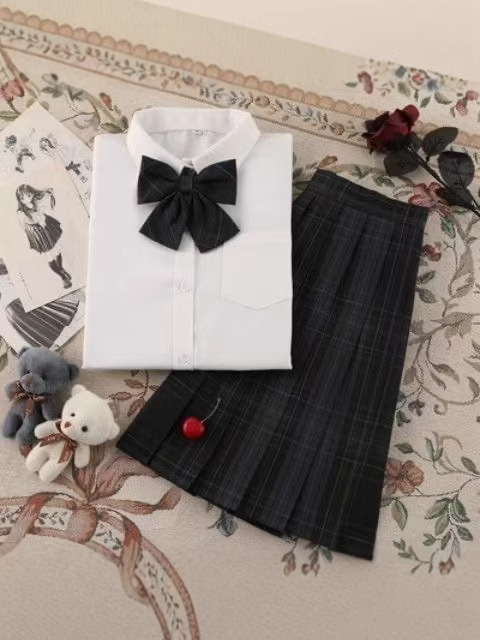 Authentic Half-Length Skirt [Carbon Gray] Uniform Pleated Skirt Authentic Student College Style High-Waisted Versatile Japanese Style