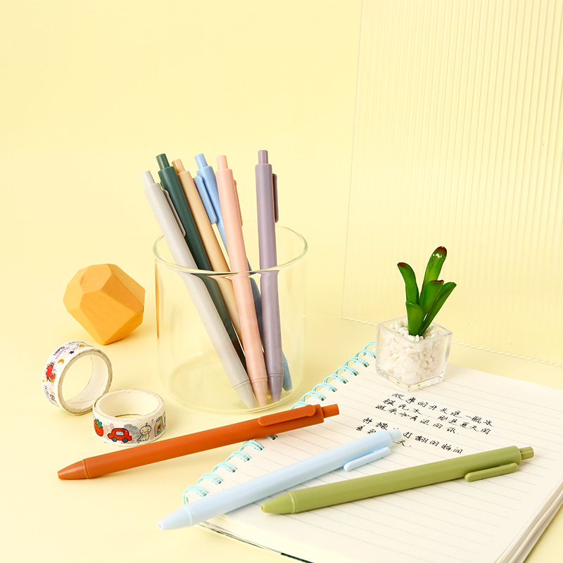 Macaron Vintage New Korean Style Push Gel Pen Simple Push Black Pen Student Office Stationery