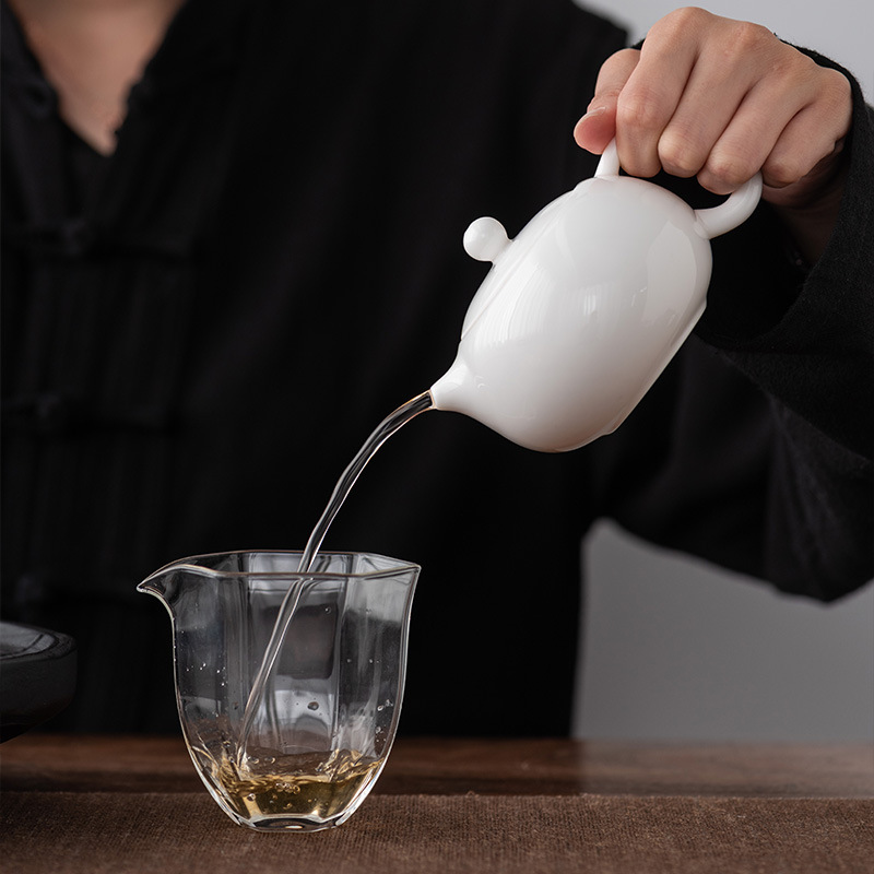 Dehua White Porcelain Sheep Fat Jade Teapot Ceramic Household Teapot Single Pot Kung Fu Tea Set Side Pot Xishi Pot Wholesale