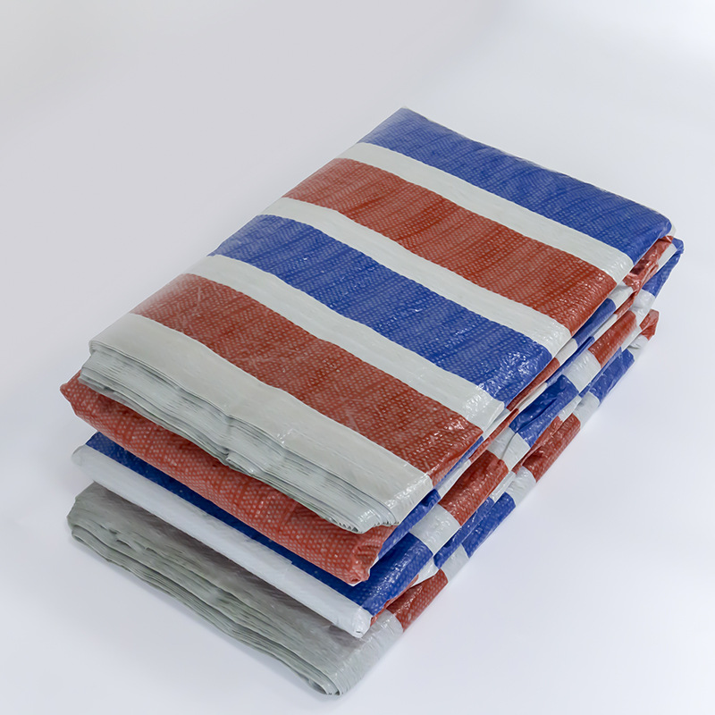 In stock PE double coated color stripe cloth New Material double-sided waterproof cloth construction site goods yard dustproof windproof color stripe cloth
