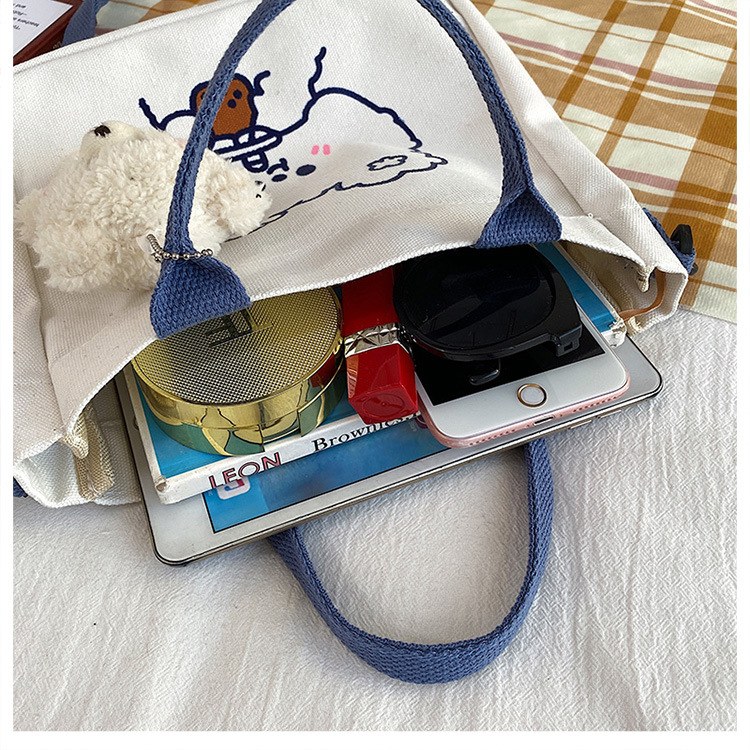 Cute Cartoon Bear Rabbit Ins Girl Student Shopping Bag Storage Fashion Crossbody Small Cloth Bag Large Canvas Bag