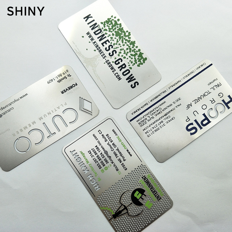 Cross-Border Exclusive Stainless Steel Natural Color Metal Card Hollow Business Card Single Color Printing High-End Custom Laser Uv