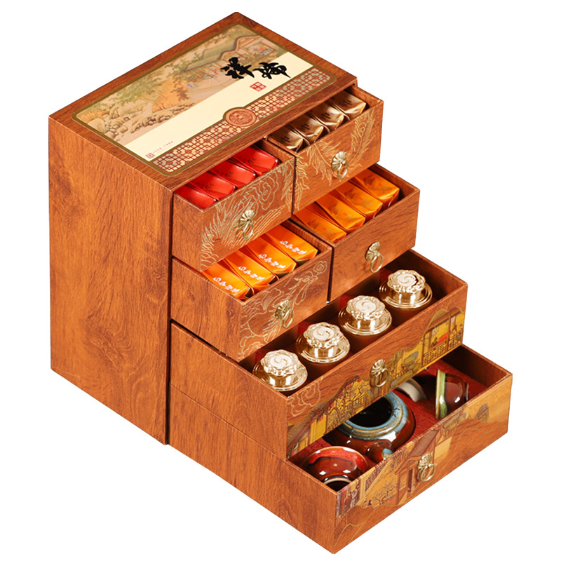 High-End Tea Gift Box for Gifting, Premium Pu'Er Tea, Black Tea, Ripe Tea, Mid-Autumn Tea, for Personal Consumption, with Tea Set, Wholesale