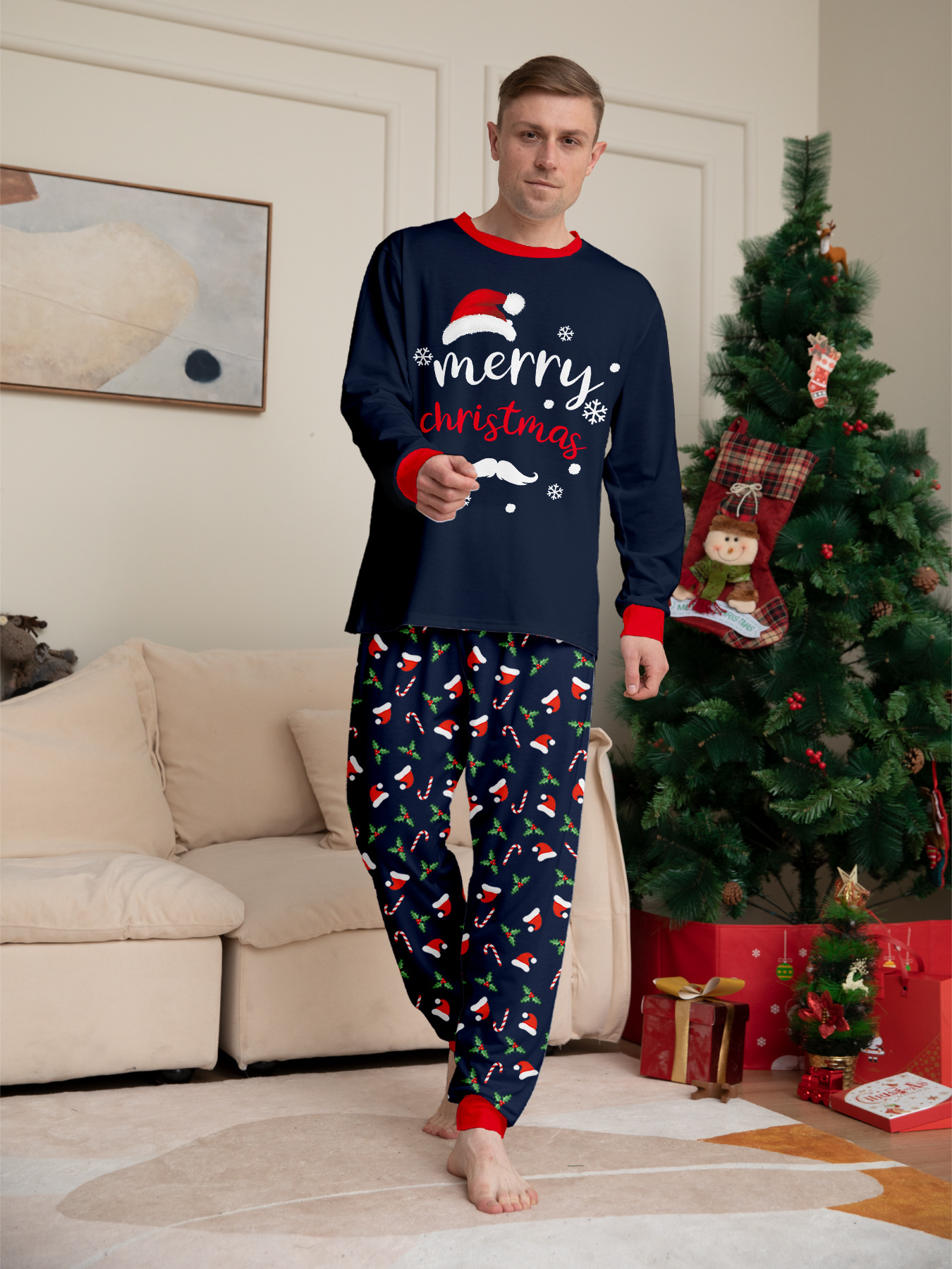 Cross-border New Christmas Christmas Hat White Beard American Holiday Party Dress Amazon Printed Parin-child Dress