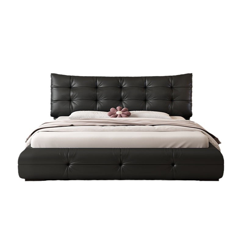 Clouds Big Black Bear Leather Bed Modern Simple Light Luxury 1 m 8 Tatami Double Bed Bedroom Furniture Leather Bed