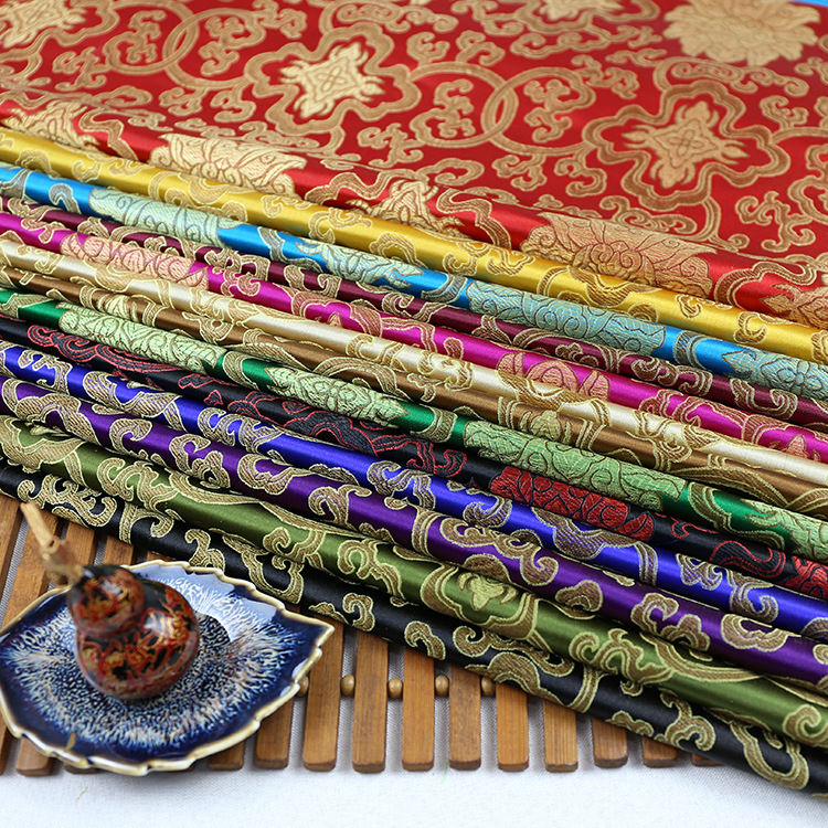 Brocade Fabric, Rich Flower Silks and Satins, Mahogany Furniture Cushions, Pillows, Antique Clothing Jacquard Brocade Fabric Wholesale