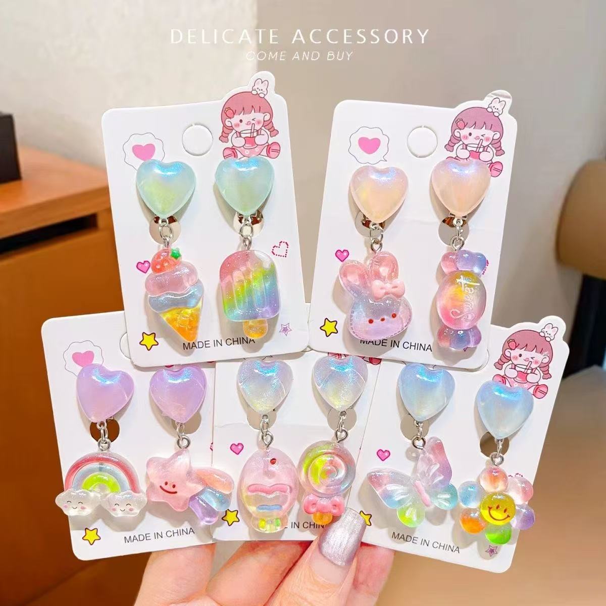 Girls Cute Kulomi Earrings 2025 New Children's Ear Clip Girls Super Cute Earrings Baby Jewelry