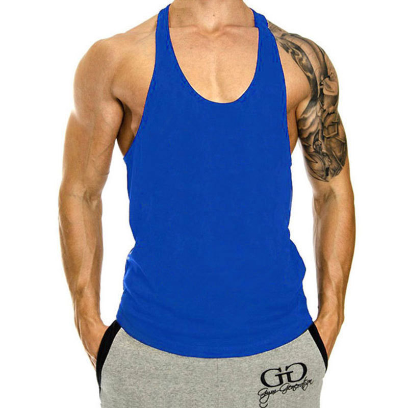 Men's Sports Vest Muscle Training Trendyy Sleeveless T-Shirt European and American Cotton I-Shaped Fitness Vest Custom Logo