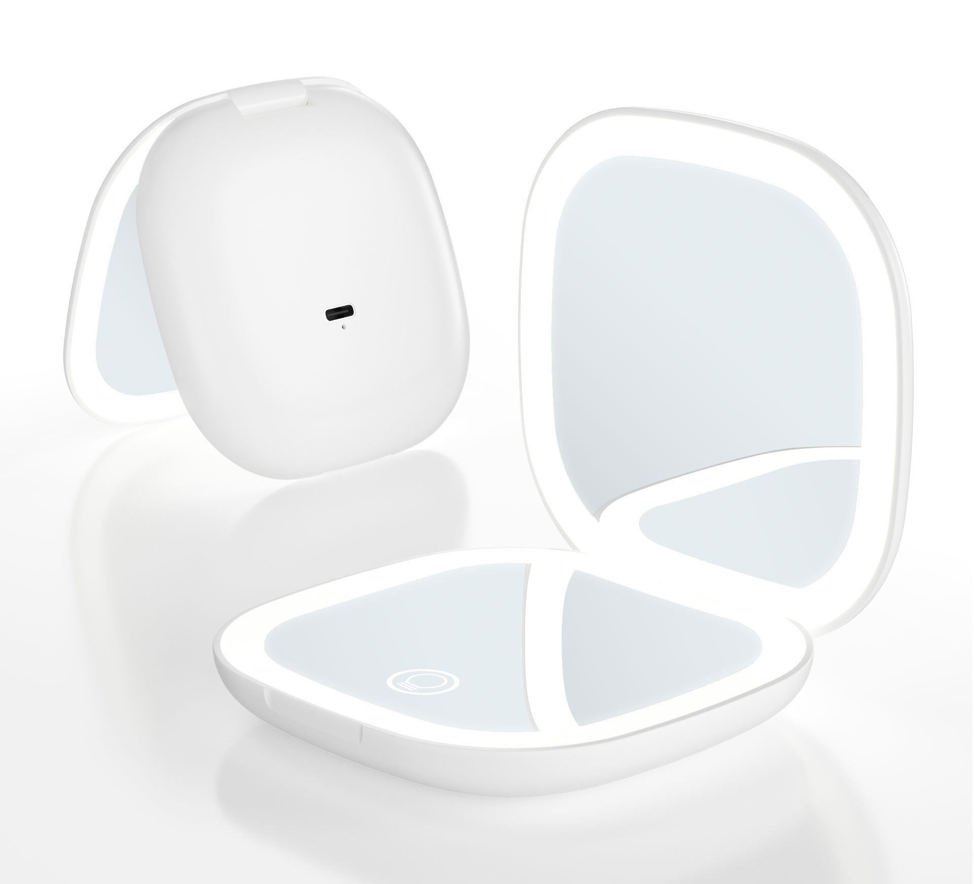 Cross-Border LED double-sided makeup mirror mini folding portable Beauty Mirror 5 times three-color light adjustable handheld makeup mirror