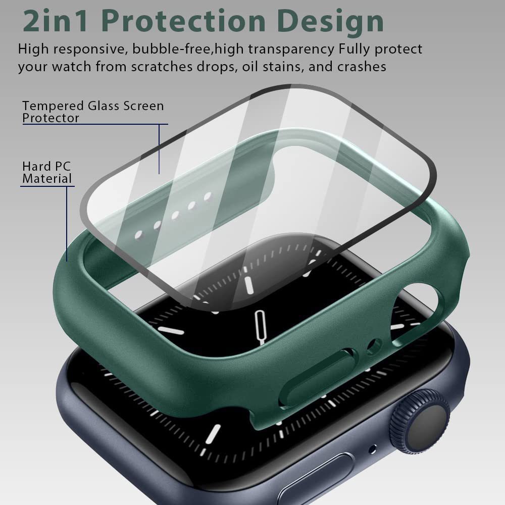 Suitable for Iwatch6/7 Protective Case, Apple 7 Watch Protective Case, Watch Case and Film Integrated High-Transparency Tempered Film