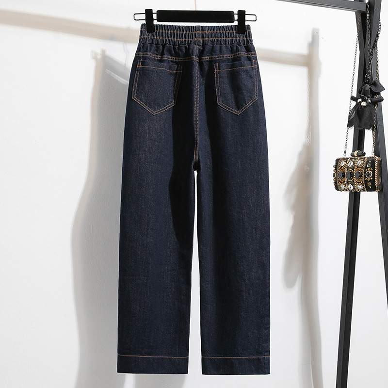 Real Shot of Large Size High-Waisted Loose Wide-Leg Jeans for Women, 2025 Spring Casual Slimming Straight Pants That Do Not Fade