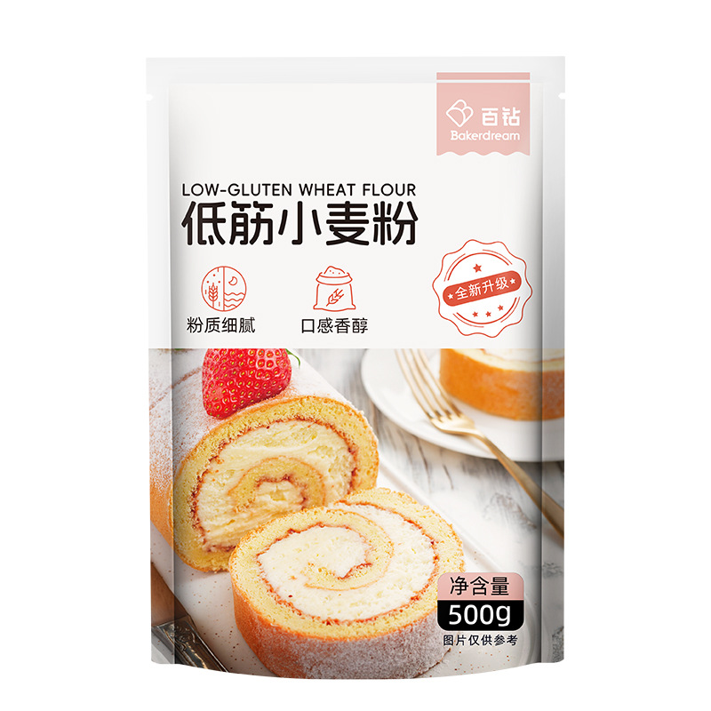Мука низкозGluten Baijin 500г для тортов, хлеба, печенья, сырье для выпечки