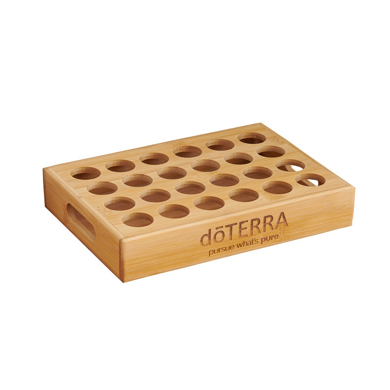 Cross-Border 24-Grids 15ml Bamboo Doterra Essential Oil Storage Display Rack Wooden Box Cosmetics Desktop Organizer Table