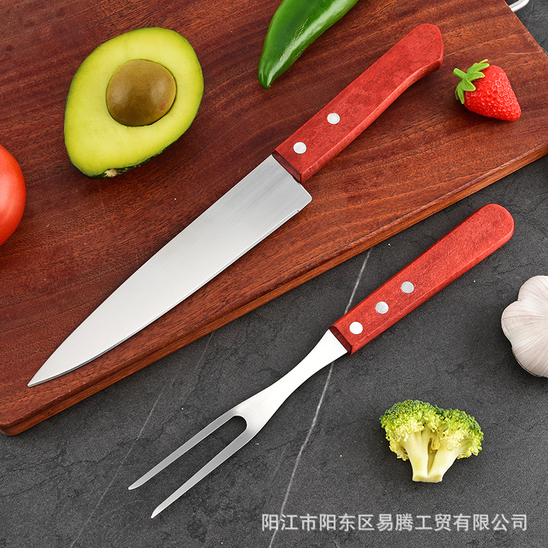 Spot New Barbecue Three-Piece Grill Set Wooden Handle Stainless Steel Outdoor Camping Barbecue Utensil Set