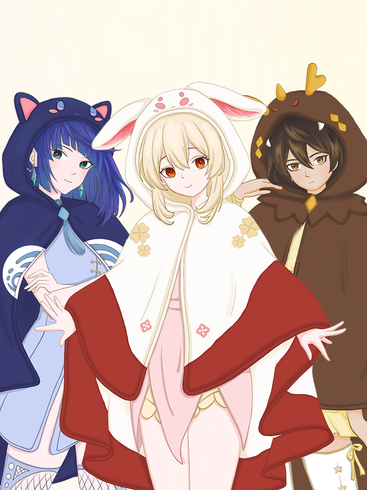 Two-Dimensional Peripheral Genshin Impact Anime Cartoon Cos Clothing Outwear Cloak Shoulder Cloak Plush Air-Conditioning Blanket Autum