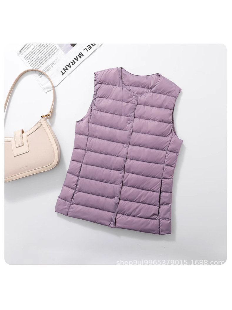 2025 Winter New Lightweight down Jacket for Women, Short Style, Round Neck, Inner Liner, Warm Vest, Inner Layer Coat for Middle-Aged and Elderly Women