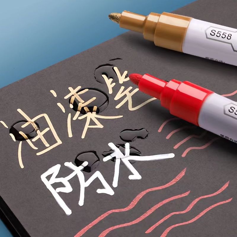 Golden Paint Pen Bold Model Paint Pen Metal Gold Plated Waterproof Sign Pen Inscription Gold Pen