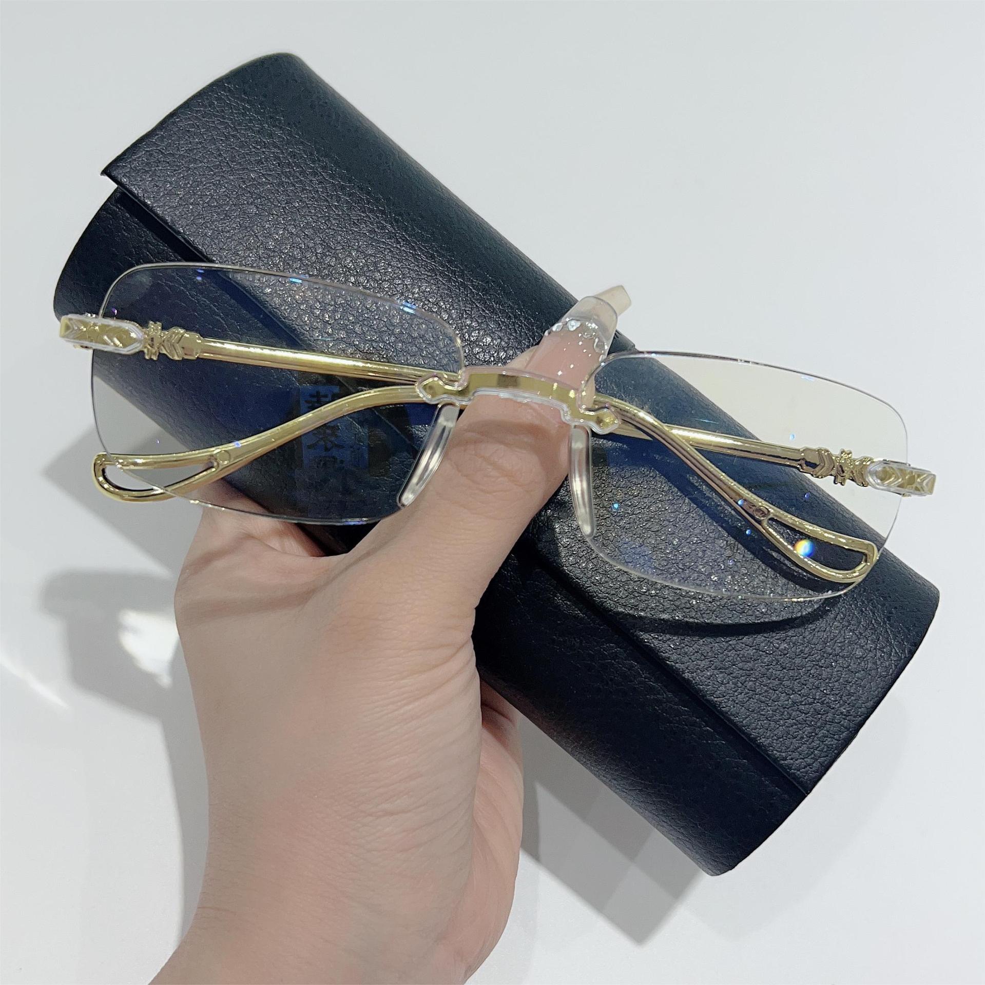 In stock new anti-blue light reading glasses men's and women's frameless trimming middle-aged and elderly reading glasses HD fashion glasses for the elderly