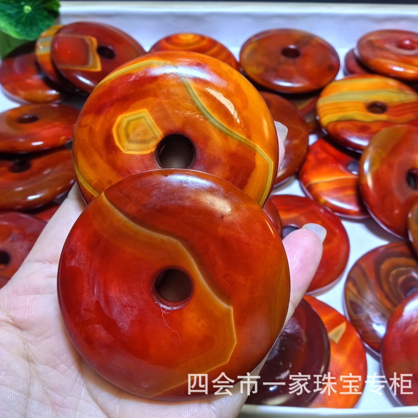 Красный агат Воюющих государств мирная застежка шелковый агат кулон мужское и женское ожерелье цепочка свитера DIY аксессуары оптовая продажа