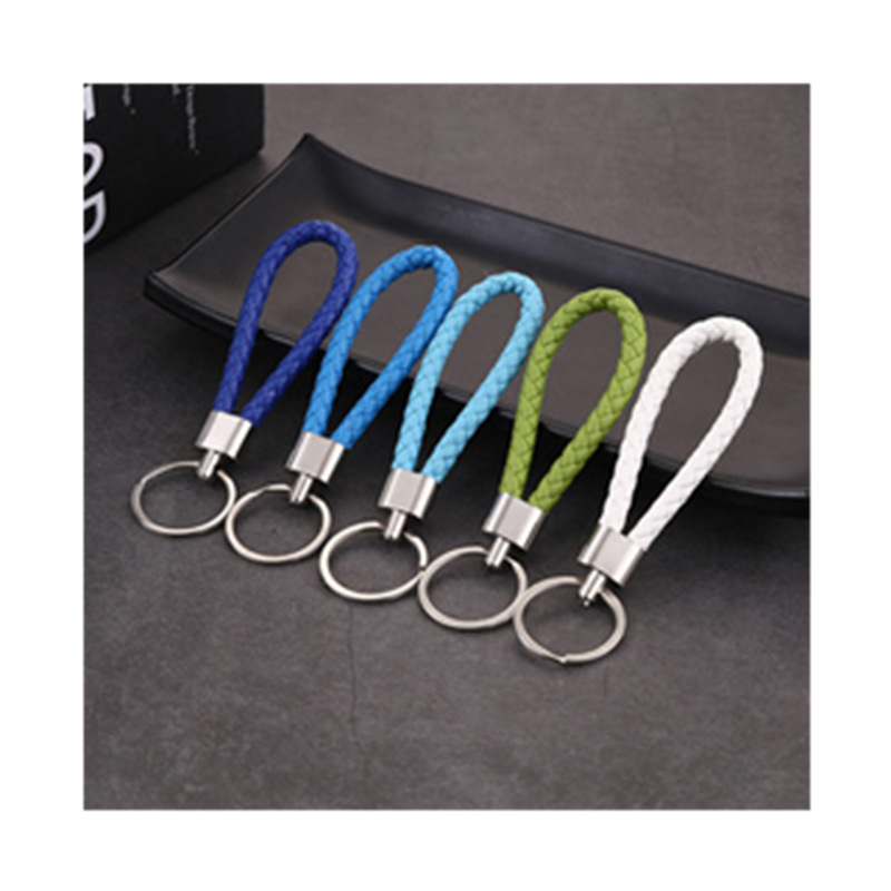 Creative new leather rope keychain woven car pendant color key rope pendant activity small gift jewelry