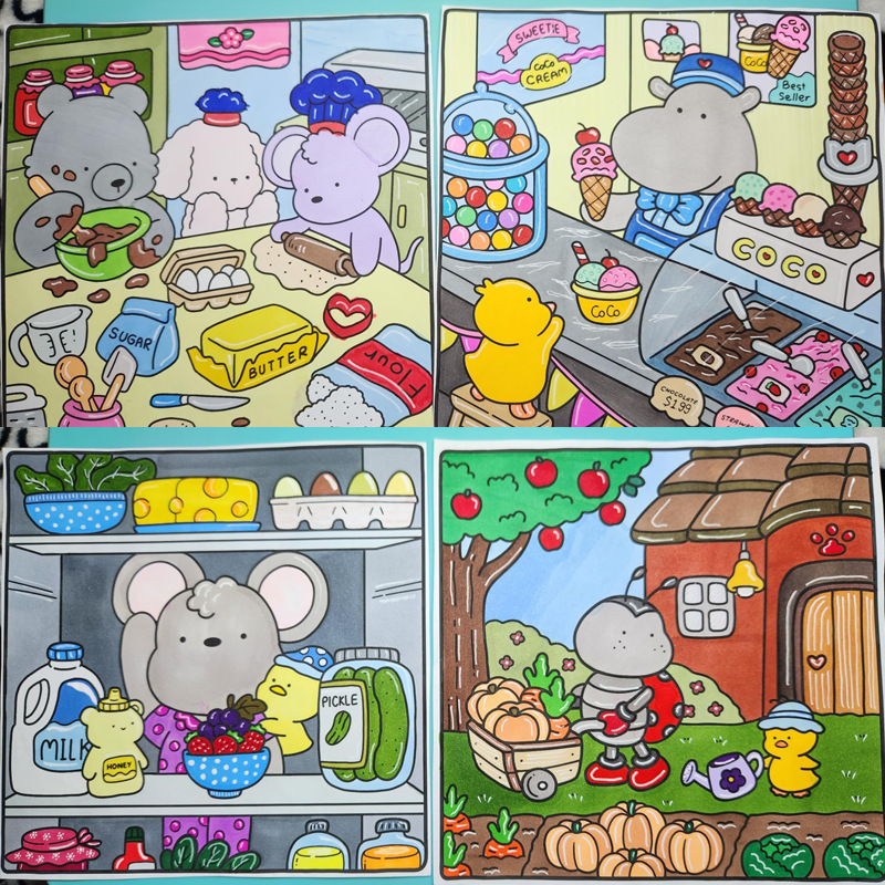 Cross Border in stock Coloring Book for Adults and Teenagers Warm Scenes Coloring Picture Book Cute Comfortable Coloring Book