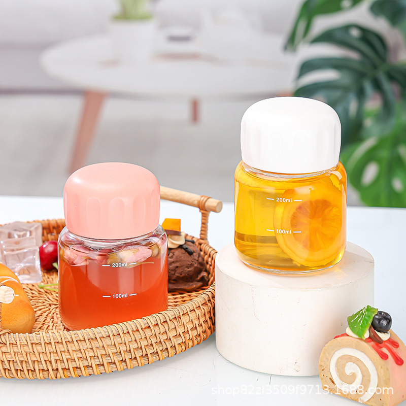 Internet Celebrity Cute Fat Cup Mini Milk Coffee Cup Chubby Cup with Scale Soy Milk Cup Divided Glass Advertising Cup