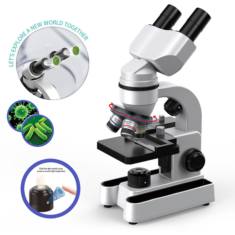 Microscope professional metal objective moving caliper can see bacteria science experiment suit high-definition educational toys