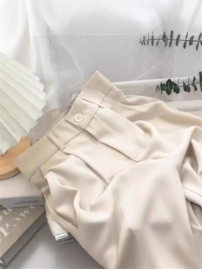 Women's 2024 Pants for Spring and Autumn New Korean Style Design Niche High Waist Loose Slimming Straight Leg Wide Leg Casual Pants