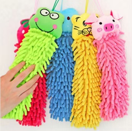 Manufacturer Sells Cartoon Animal Chenille Hand Towels, Hangable Coral Fleece Dish Towels, Wholesale Hangable Design