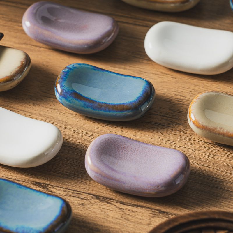 Glaze Chopsticks Rack Creative Simple Color Glaze Ceramic Rack Mini Spoon Holder Chopsticks Holder Rack Japanese Bracket Wholesale