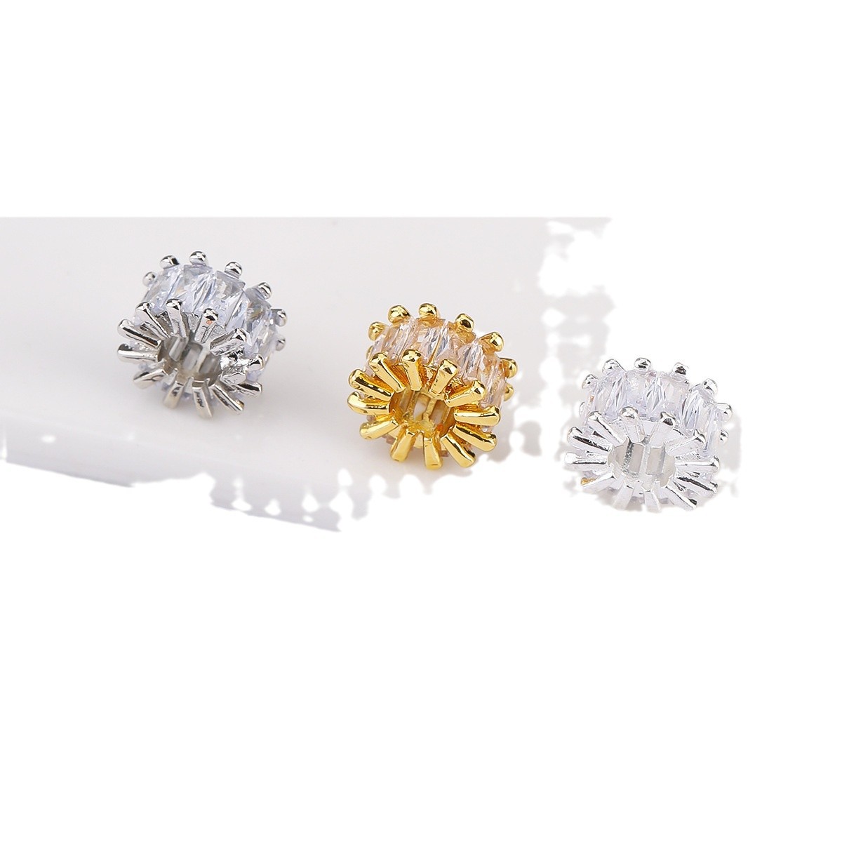 Copper Plated 18K Gold Inlaid T Square Diamond Lutong Bead Bucket Bead DIY Necklace Bracelet Bead Accessories Zircon Wholesale