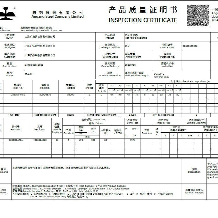 Shanghai Kuang Yang Spa-H Weathering Steel Plate Direct Supply Spot Wholesale and Retail Can Be Customized