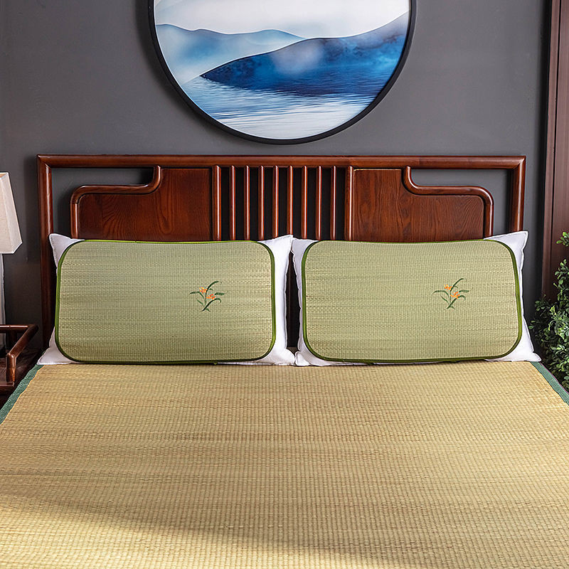 Straw Mat Pillow Sheet Pillow Mat Summer Double-Sided Straw Mat Pillow Cover Migrant Worker Dormitory Student Pillow Cover Pillow Mat Sheet Wholesale