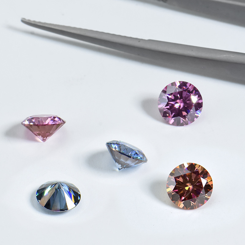 Color round naked diamond 3 karat 2 karat 1 karat diamond 80 points 50 points 30 points diamond artificial pointed bottom diamond jewelry