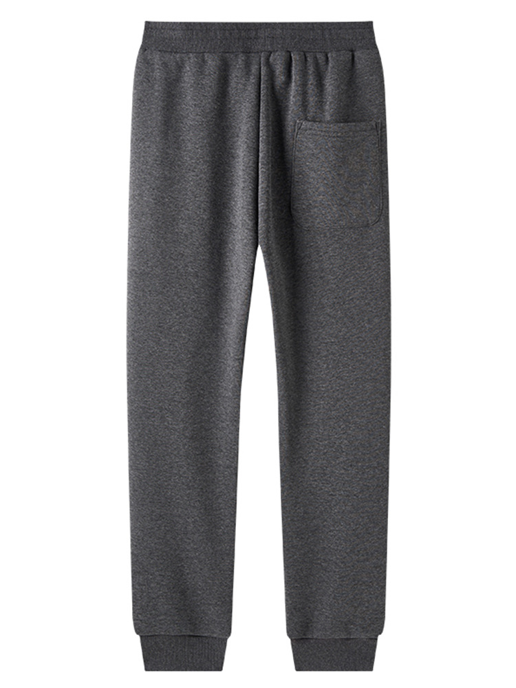 Knitted fleece-lined thickened men's elastic waist warm casual pants for autumn and winter youth sports long pants men's th233688